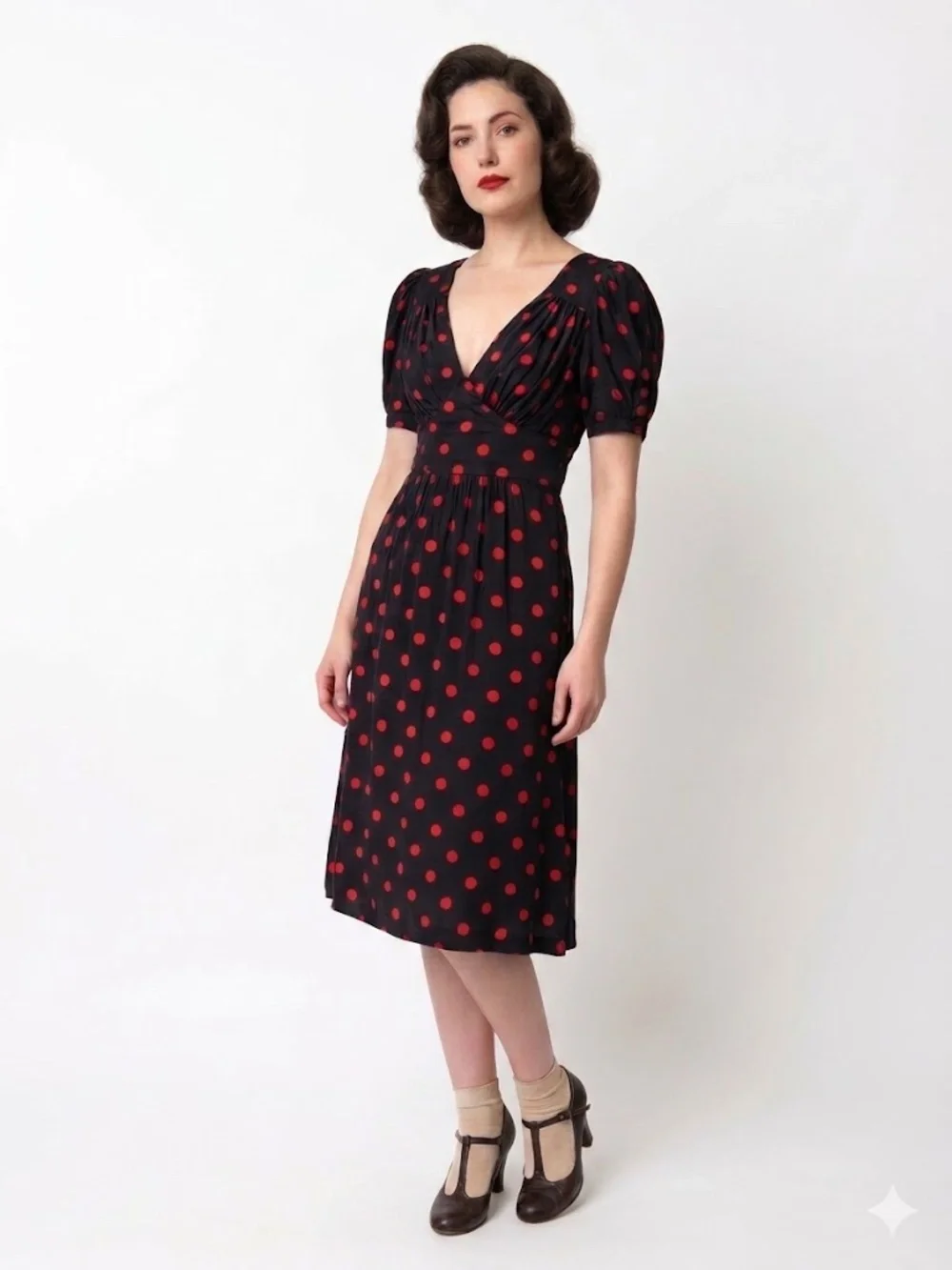 betsey johnson red polka dot dress Betsey Johnson Women's Polka Dot Print Puff Sleeve Midi Sheath Dress Size 10